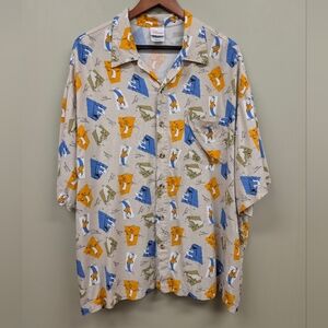 Vintage Disney Store Rayon Goofy Man Of The House Hawaiian Button Front Shirt XL